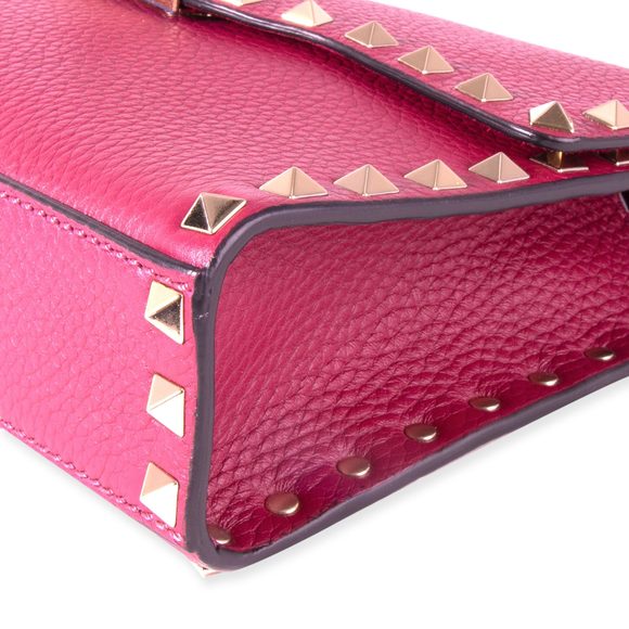 Valentino Magenta Grainy Calfskin Rockstud Medium Crossbody Bag - Picture 2 of 9